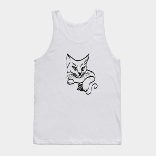 Cat with mouse line art Tank Top